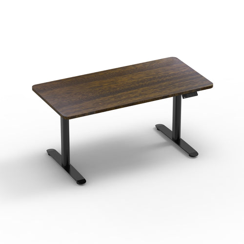 Lidron Kaya Desk - Black Frame - Walnut Tabletop 140x70cm | 55x28in – electric sit-stand desk with white frame and white; black; brown oak-wood; walnut-wood; medium-density-fiberboard-mdf tabletop, made in Canada